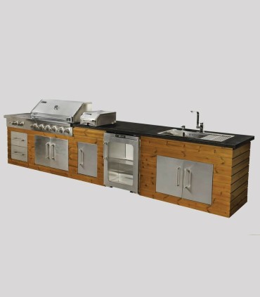 باربیکیو آیلند طرح خطی ترموود به همراه رویه سنگ