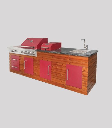 باربیکیو آیلند طرح خطی ترموود به همراه ورق آهن قرمز