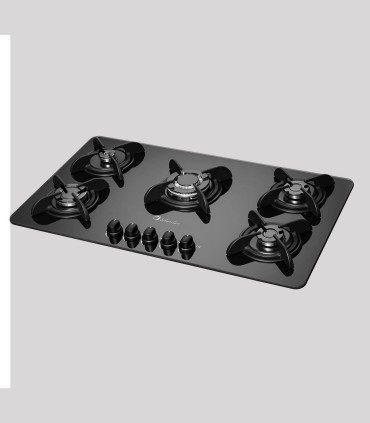 SAD005 Glass Built-in Gas Cooktop - 5-Burner with Central Wok Burner